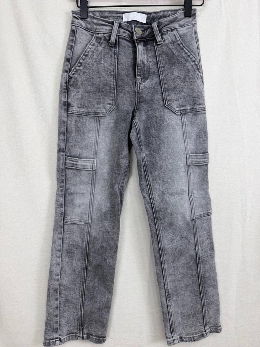 Vervet Flying Monkey Acid Wash Grey Utility Jeans Women 24